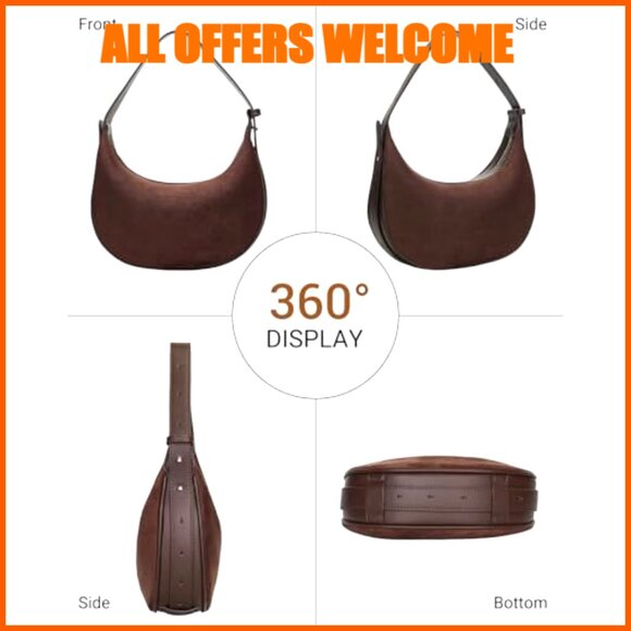 Faux Suede Hobo Bag with Adjustable Strap, Crossbody Shoulder Purse - Picture 4 of 7